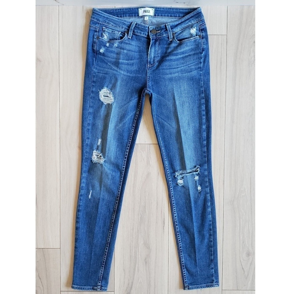 PAIGE Verdugo‎ Ultra Skinny Jeans Womens 29 Blue Distressed Denim Danica Dest